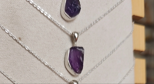 Amethyst Raw Sterling Silver Necklace