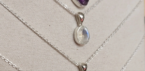 Moonstone Polished Sterling Silver Necklace