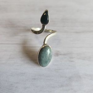 Obsidian and Jade Ring