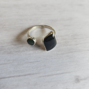 Obsidian and Jade Ring