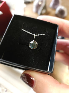 Labradorite Hexagon Sterling Silver Necklace