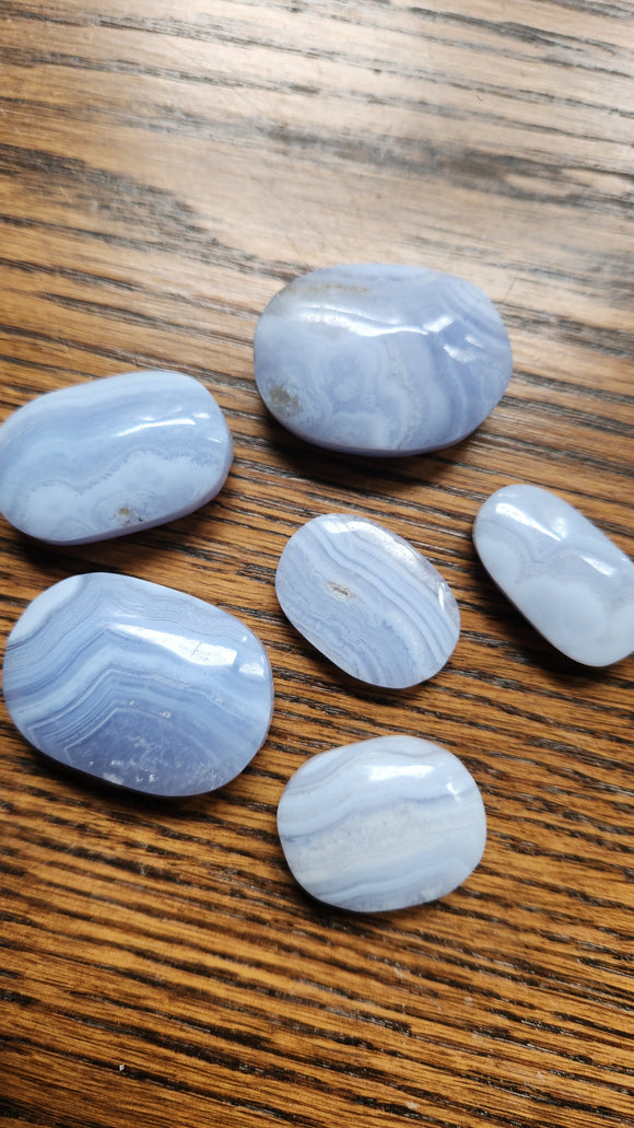 Blue Lace Agate Palm Stone