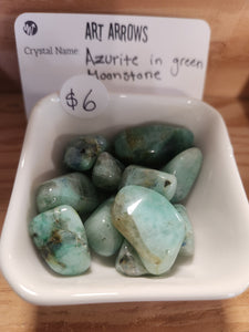 Azurite in Green Moonstone Tumble