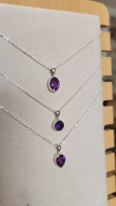 Amethyst Polished Sterling Silver Necklace